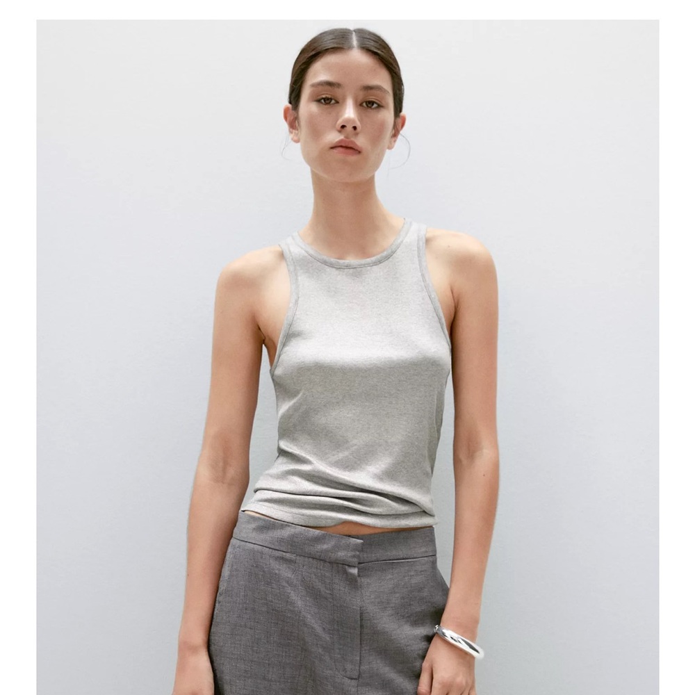Massimo Dutti Round Neck Top with Shimmery Detail